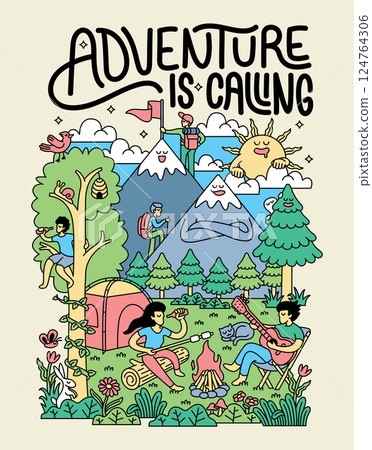 adventure is calling cute vector illustration 124764306