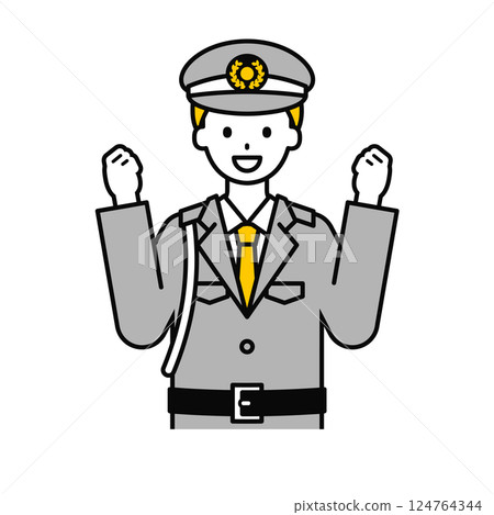 Upper body pose_simple security guard male 06 124764344