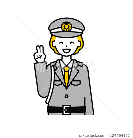 Upper body pose_simple security guard woman 04 124764362