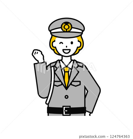 Upper body pose_simple security guard woman 05 124764363