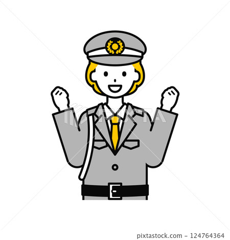 Upper body pose_simple security guard woman 06 124764364