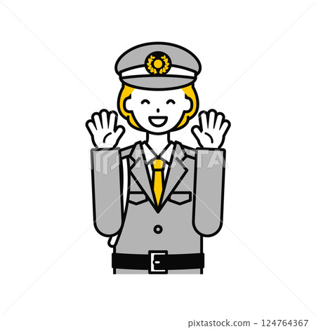 Upper body pose_simple security guard woman 09 Upper body pose_simple security guard woman 09 124764367