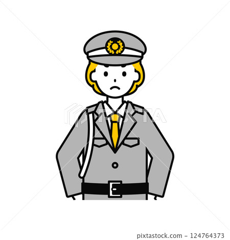 Upper body pose_simple security guard woman 15 124764373