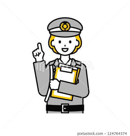 Upper body pose_simple security guard woman 16 124764374