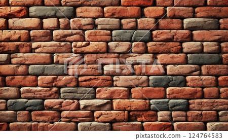彩色磚牆 124764583