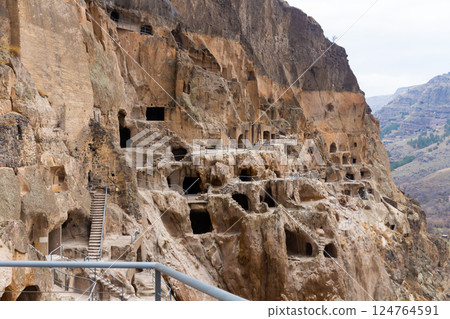 Cave Vardzia city in Georgia, famous tourist place Cave Vardzia city in Georgia, famous tourist place 124764591