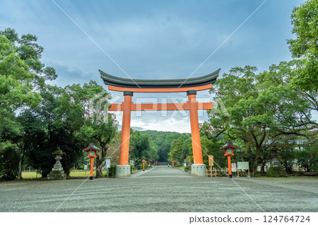 Torii gate of Usa Jingu Shrine, the head shrine of the Hachiman Shrines, Usa City, Oita Prefecture Torii gate of Usa Jingu Shrine, the head shrine of the Hachiman Shrines, Usa City, Oita Prefecture 124764724