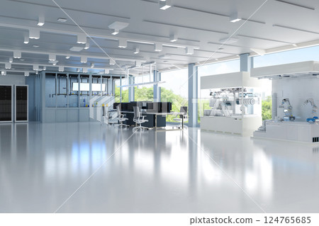 White futuristic semiconductor manufacturing factory White futuristic semiconductor manufacturing factory 124765685