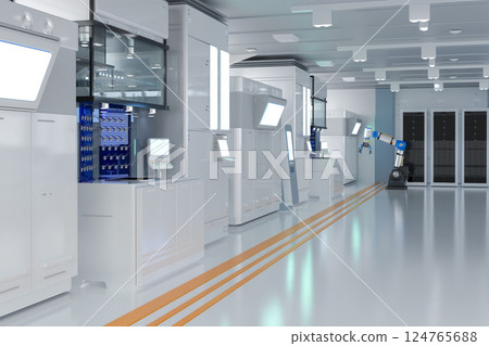 White futuristic semiconductor manufacturing factory White futuristic semiconductor manufacturing factory 124765688