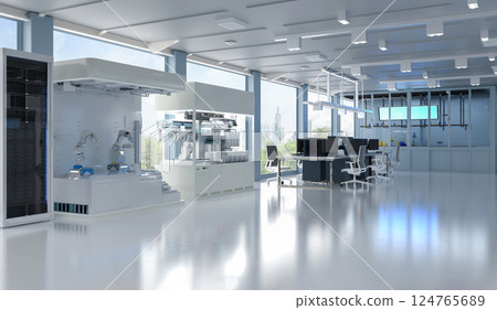 White futuristic semiconductor manufacturing factory White futuristic semiconductor manufacturing factory 124765689