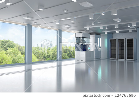 White futuristic semiconductor manufacturing factory 124765690