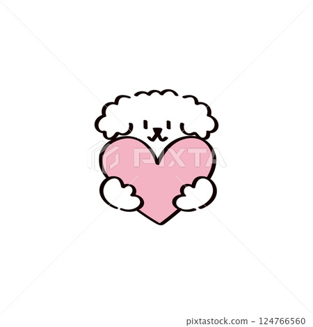 Illustration of a dog holding a heart 124766560