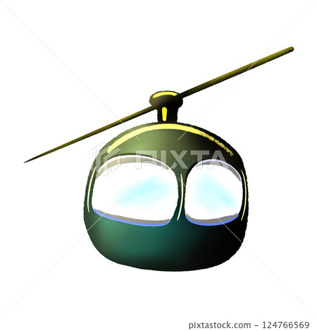 Cartoon green cable car with large windows isolated illustration  124766569