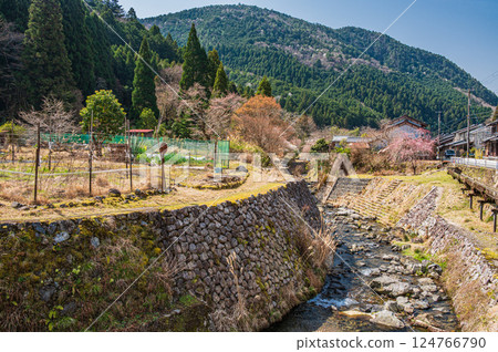 鞍馬川，京都市鞍馬村附近流淌的一條清澈的小溪 124766790