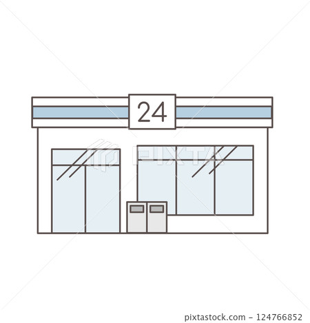 Illustration of a clerk and a convenience store 124766852
