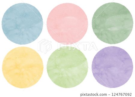 A set of watercolor textured circles illustration material A set of watercolor textured circles illustration material 124767092