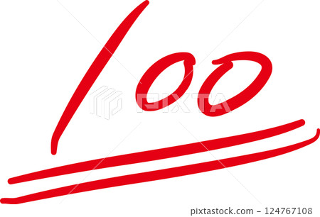 100 分,紅色手寫數字,向量插圖 100 分,紅色手寫數字,向量插圖 124767108