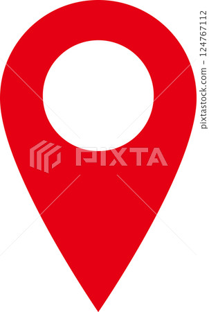 Red pin and arrow vector icon showing location on map 124767112
