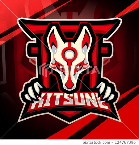 Kitsune head esport mascot logo design 124767396