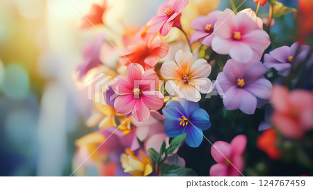 色彩繽紛的花卉背景素材（生成式 AI） 124767459