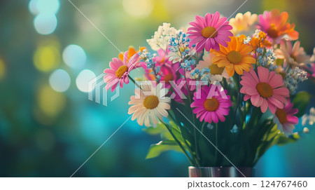色彩繽紛的花卉背景素材（生成式 AI） 124767460