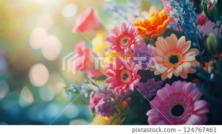 色彩繽紛的花卉背景素材（生成式 AI） 124767461