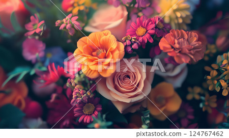 Colorful floral background material (Generative AI) 124767462