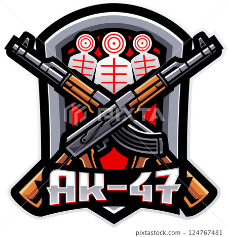 Ak-47 Rifle mascot Ak-47 Rifle mascot 124767481