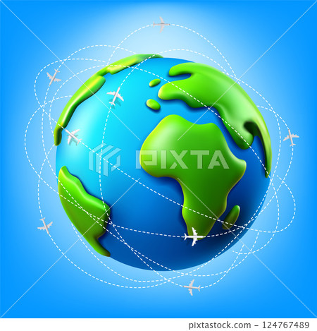 Air travel concept. 3d vector illustration 124767489