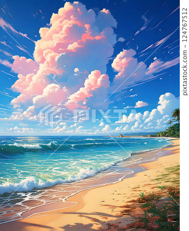 A fantastic beach with an anime-style touch A fantastic beach with an anime-style touch 124767512