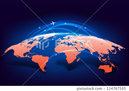 World travel ways concept with shining pathes. Vector 3d illustration World travel ways concept with shining pathes. Vector 3d illustration 124767585