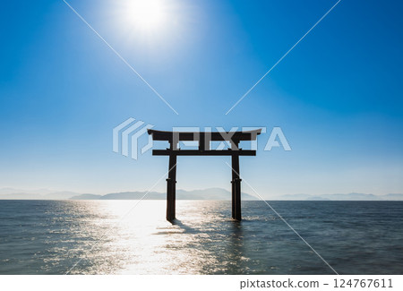 琵琶湖白須神社的大牌坊 124767611
