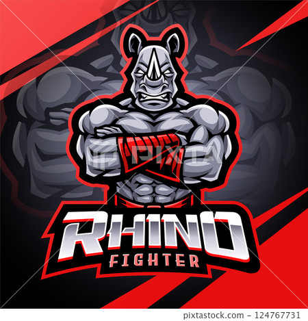 Rhino fighter esport mascot logo design 124767731