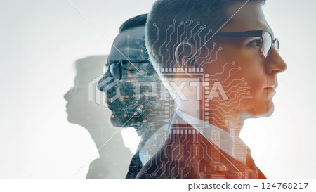 Technological evolution of digital business people, digital transformation 124768217