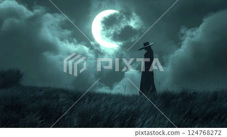 crescent moon and darkness 124768272