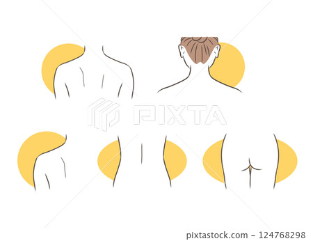 Illustration set of female body parts seen from behind Illustration set of female body parts seen from behind 124768298