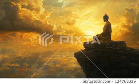 佛陀開悟的形象 佛陀開悟的形象 124768329