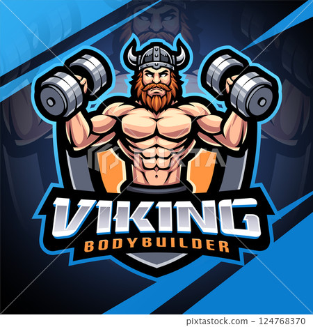 Viking body builder esport mascot logo design Viking body builder esport mascot logo design 124768370