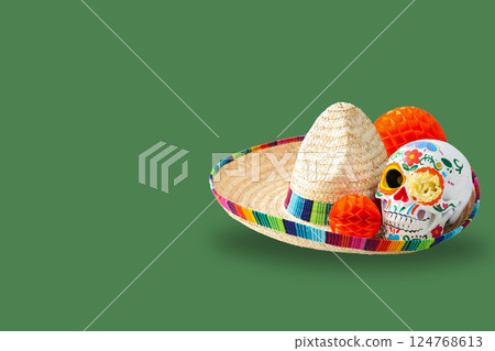 Cinco De Mayo holiday postcard on green, space for text 124768613
