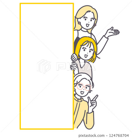 Illustration of a young woman showing her face 124768704