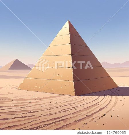 沙漠中的金字塔插圖 124769065