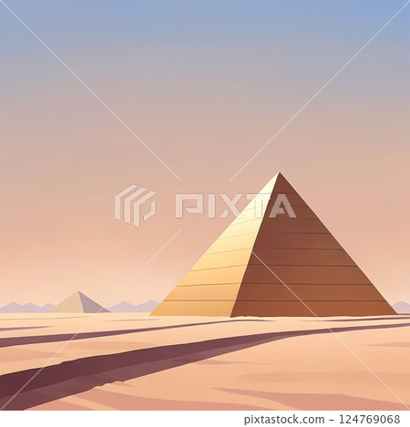 沙漠中的金字塔插圖 124769068