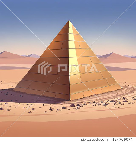 沙漠中的金字塔插圖 124769074