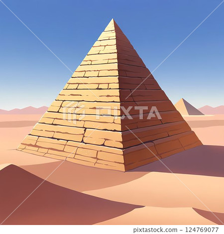 沙漠中的金字塔插圖 124769077