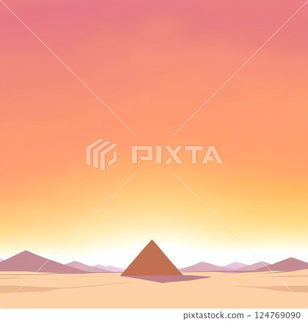 沙漠中的金字塔插圖 124769090