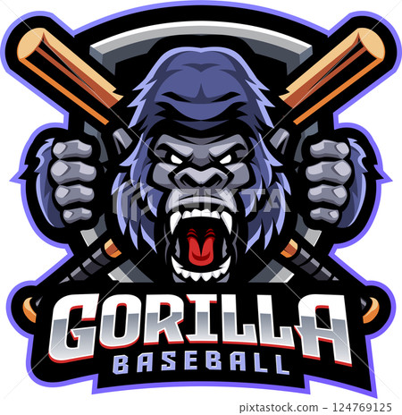 Gorilla baseball mascot 124769125