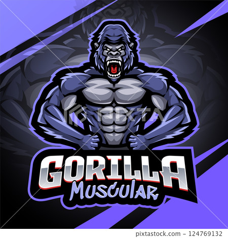 Gorilla muscular esport mascot logo design 124769132