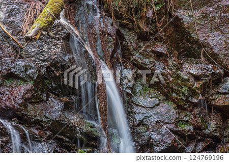 A small waterfall in the forest, Kurama, Kyoto A small waterfall in the forest, Kurama, Kyoto 124769196