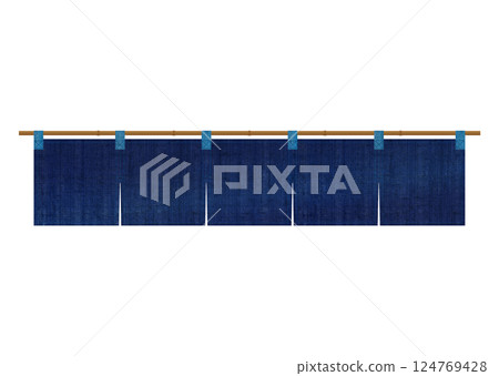 靛藍亞麻風暖簾 124769428