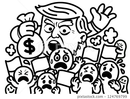 Global economic pressure from rising tariffs doodle Global economic pressure from rising tariffs doodle 124769799